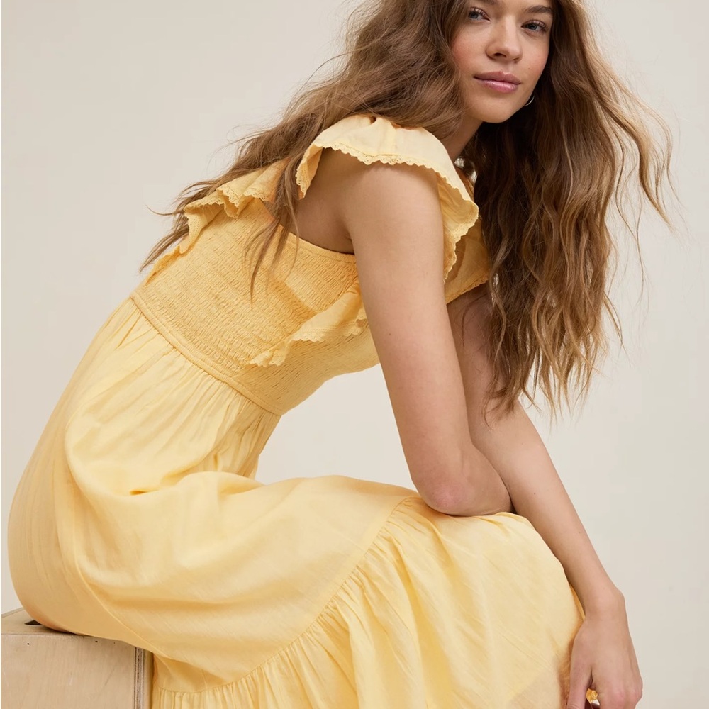 Aerie Sunny Yellow Midi Dress